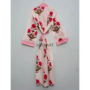 <b>Women's</b> <b>Kimono</b> Robe Cotton Dressing Gown Boho Cotton Bathrobe for <b>Women</b> 100% Organic Cotton Hand Made Long japanese robe - Product Image 6