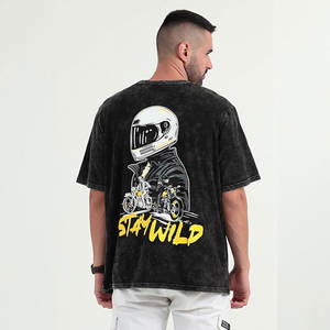 T-shirt vintage épais 260g à manches courtes pour homme, en coton lavé, coupe oversize, épaules tombantes, demi-manches, personnalisable avec logo, unisexe - Product Image 2