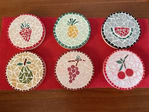 Juego de posavasos cuadrados de mosaico de vidrio, protector de superficie de mesa con diseño de tablero de ajedrez, soporte para bebidas resistente al calor, para vasos de café helado - Product Image 6
