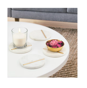 Natural <b>Marble</b> <b>Coaster</b> Set Oval Stone Mats Non Slip Table Accessory White Grey Natural <b>Marble</b> <b>Coaster</b> - Product Image 4