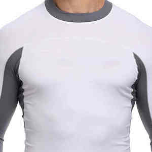 Camiseta de Compresión Deportiva para Hombre, Manga Larga, para Gimnasio y Entrenamiento, Color Blanco y Gris, Ropa Deportiva de Alto Rendimiento - Product Image 5