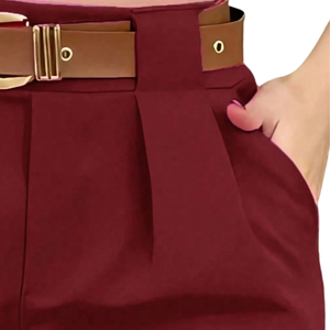 Women <b>Summer</b> <b>Shorts</b> 100% Polyester Casual Loose Fit Quick Dry Breathable Solid Color Crew Neck High Waist Bermuda <b>Shorts</b> - Product Image 4