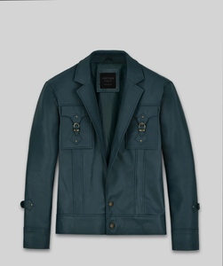 Veste en cuir d'agneau véritable pour homme, coupe-vent, respirante, écologique, fermeture éclair sur le devant, col rabattable pour l'hiver - Product Image 1