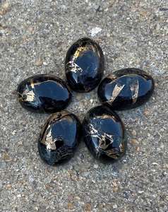 Turquesa Negra Cabujón Ovalado con Reverso Plano, Piedra Natural Suelta para Joyería - Product Image 4