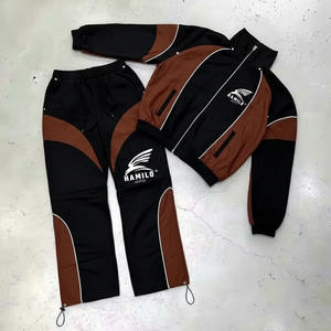 Conjunto de Ropa Deportiva Cortavientos de Nailon, Chaqueta Deportiva con Cierre, Cortavientos con Contraste de Color, Conjunto para Entrenamiento y Jogging - Product Image 3