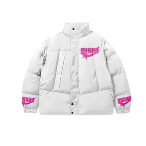 Veste d'hiver rembourrée mince de haute qualité pour hommes avec impression personnalisée «Marque» Design épais et chaud col montant avec fermeture éclair Service OEM - Product Image 2