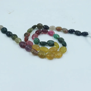 Perles ovales lisses sculptées à la main en tourmaline de qualité AAA, pierres précieuses naturelles provenant de la Gem Store indienne pour la fabrication de bijoux - Product Image 3
