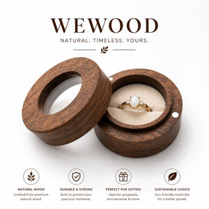 Custom Wooden Jewelry <b>Box</b> with <b>Ring</b> Holder – Solid Wood Round <b>Ring</b> <b>Gift</b> <b>Box</b>, Luxury Jewelry Packaging Case - Product Image 2