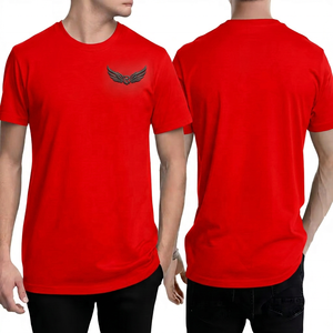 Camiseta Negra de Manga Corta para Hombre con Logotipo de Ala Bordado, Cuello Redondo, Estilo Casual - Product Image 5