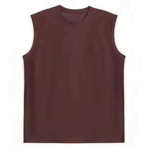 Custom Men Textured Muscle Tee Wholesale Chocolate Brown Blank Workout Sleeveless T Shirt Plain Gym Vest Custom <b>Logo</b> Casual - Product Image 6