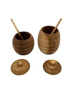 Tarro de Madera Artesanal para Miel con Tapa y Cuchara Dosificadora, Contenedor de Miel de Madera, Tarro de Almacenamiento, Venta al por Mayor - Product Image 5