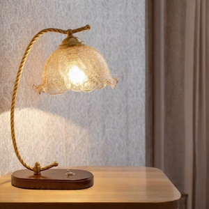 Attractive Wooden <b>Table</b> <b>Lamp</b> with E26 Base and Glass Shade Simple and Flexible Design for Home and Wedding Tabletop Decor - Product Image 1