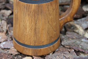 Jarra de Cerveza de Madera Estilo Rústico |   Jarra de Cerveza Hecha a Mano de Madera Natural para Cervecería, Pub, Restaurante - Product Image 2