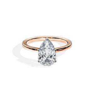 Women's 14k Gold Pear Cut Diamond Engagement Ring Prong Setting floral Style - Product Image 2