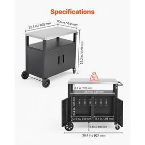 Chariot de rangement extérieur avec table de barbecue de 36,4 pouces, étagère supérieure en acier inoxydable imperméable - Product Image 2