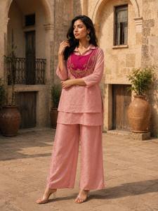 <b>Linen</b> <b>Women's</b> Traditional Ankle-Length Digital Print Crunchy Silk Kurta <b>Set</b> Regular Fit Casual Wear India Pakistan Style - Product Image 6