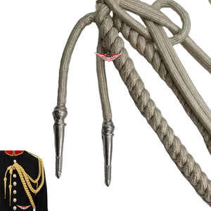 Aiguillette tressée uniforme en Mylar argenté, cordon d'épaule allemand avec pointe métallique argentée - Product Image 2