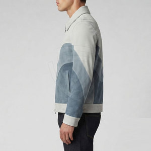 Modern <b>Suede</b> <b>Leather</b> <b>Jacket</b> Featuring Tailored Slim Fit Premium Texture Zip Front Design For Men Fashion Collections - Product Image 5