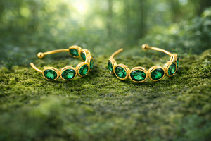 Pendientes de Aro con Múltiples Piedras Preciosas, Plata de Ley 925 con Acabado en Oro de 18k, Joyería de Bisutería, Regalo, Joyería Hecha a Mano - Product Image 3