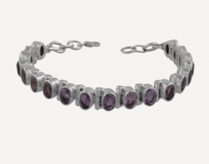 Bracelet tennis en argent sterling 925 avec pierres d'améthyste serties clos, style classique unisexe, bijou de mode, cadeau - Product Image 5