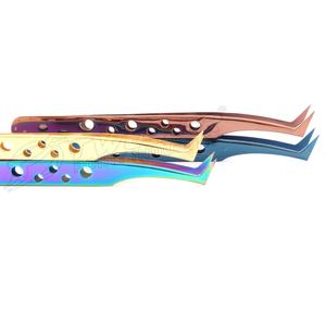 Pinzas de extensión de pestañas de aislamiento de agarre de diamante semicurvado con logotipo personalizado, herramientas de belleza tipo Punta de volumen - Product Image 3