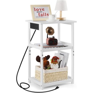 Bamboo Black <b>Side</b> <b>Table</b> with Shelf | Compact Wooden Nightstand Wholesale - Product Image 3