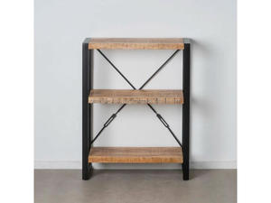Étagère de rangement et bibliothèque industrielle moderne en bois massif et métal à 3 niveaux pour salon, chambre et bureau, 1,5 m+ - Product Image 6