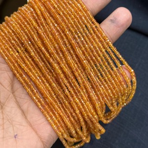 Cuentas de Zafiro Naranja Rondelle de 3mm, Cuentas de Zafiro Padparadscha Facetadas, Hilo de 16 Pulgadas, Venta al por Mayor - Product Image 2