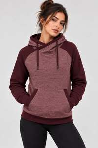 <b>Cowl</b> <b>Neck</b> <b>Hoodie</b> Long Sleeve Solid Color Front Pocket Drawstring Closure - Product Image 4