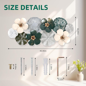 <b>Large</b> 3D Metal Flower <b>Wall</b> Art Layered Floral Sculpture for Living Room Bedroom Entryway Modern Home <b>Decoration</b> - Product Image 2