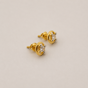 18ct Yellow Gold Round Halo <b>Stud</b> <b>Earrings</b> with Cubic Zirconia High Polish Elegant Daily Wear Gift Jewelry for Women Girls - Product Image 3