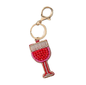 Fruit Cherry Shape Cute Beaded Rhinestone <b>Keychain</b> For Bags Charm <b>Custom</b> Seed Beads Embroidery Key Chain BY MULTI CRAFT - Product Image 1