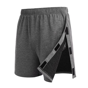Pantalones cortos de algodón y elastano grises para hombre, con cintura elástica y bolsillos laterales, pantalones cortos informales transpirables para gimnasio, Fitness, ropa de calle - Product Image 1