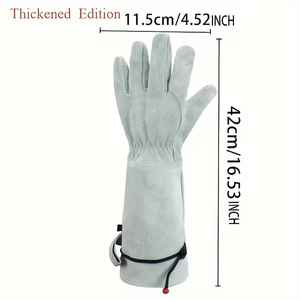 Guantes de seguridad para jardinería y guantes de cuero de vaca resistentes a cortes y mordeduras, ropa de trabajo - Product Image 6