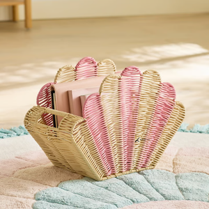 Wholesale KV NATURAL HOME Eco-Friendly Colorful Scalloped Rattan Multifunction <b>Toy</b> <b>Basket</b> Oval Shape Precision Made for Kids' - Product Image 2
