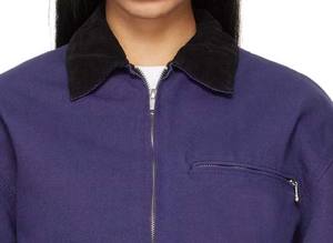 Veste de travail unisexe en toile robuste, style vintage, imperméable, violette, avec fermeture éclair, service OEM - Product Image 6