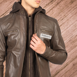 Men's <b>Leather</b> <b>Jacket</b> with Hooded Zipper up Motorcycle <b>Jacket</b> Vintage <b>Winter</b> <b>Leather</b> <b>Jacket</b> Direct Factory Supply From India - Product Image 2