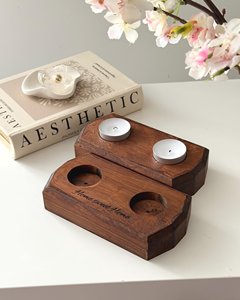 Nordic Style Premium Wooden <b>Tea</b> Light Holder Modern Home Decor Candle <b>Stand</b> with Natural Wood Grain Finish - Product Image 3