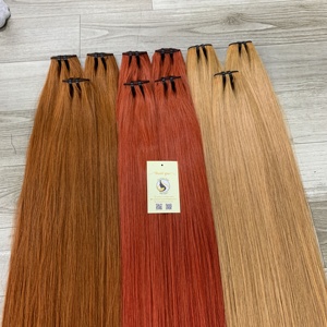 Doble dibujado 100% cabello humano Marrón claro rojo cálido marrón recto Paquete de cabello vietnamita trama extensiones de cabello humano - Product Image 4