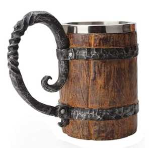 Vintage Wooden Beer <b>Mug</b> Stainless Steel Vacuum Insulated Tumbler 450ml Gift <b>Box</b> Packaging for Bar Party Gift - Product Image 2