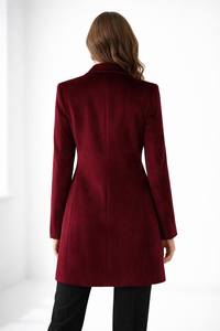 Blazer en velours bordeaux élégant, veste d'hiver à double boutonnage - Product Image 2