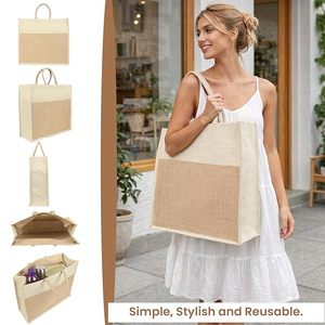 Bolsa de Yute Ecológica de Alta Demanda, 14x12x5, Bolsa de Compras Tejida Natural con Asas Resistentes para Compras Diarias - Product Image 2