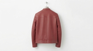 Women's Casual Tanned Real <b>Sheep</b> Leather Jacket Round Neck Short Sleeve Zipper Outerwear for Spring and Autumn - Product Image 3
