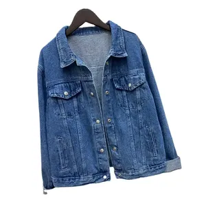 Wholesale Custom Design <b>Women</b> Denim <b>Jacket</b> <b>Women's</b> Customized Logo Single Button <b>Light</b>-Weight Denim <b>Jacket</b> Solid Pattern Autumn - Product Image 2