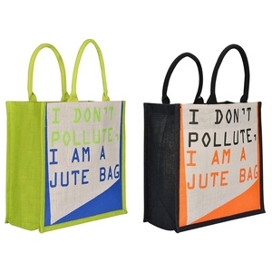 Bolsas de yute ecológicas personalizadas con logotipo Yute natural yute plegable patrón de puntos al por mayor bolsa de compras reciclable - Product Image 1