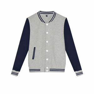 Veste de style universitaire unisexe gris marine, style preppy, boutonnée sur le devant, en tricot de polyester et coton, pour l'automne - Product Image 6