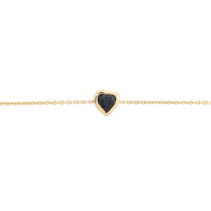 Impresionante Pulsera Minimalista con Zafiro Azul en Forma de Corazón, Engastado en Bisel, Personalizada en Oro Amarillo Real de 14K - Product Image 3