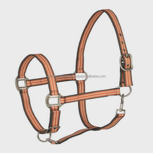 Correa de nailon con patrón de rayas de lujo, collar de cabeza de caballo de nailon 100% con acabado satinado de alta calidad, hardware - Product Image 1