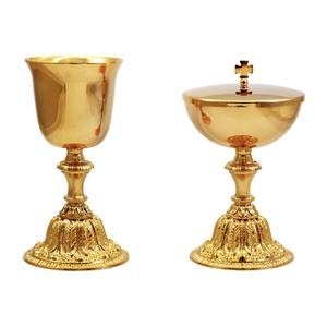 Ciborio y Cáliz de Latón con Diseño de Cepillo, Cáliz Liso Hecho a Mano con Latón de Alta Calidad, Regalo Religioso - Product Image 5