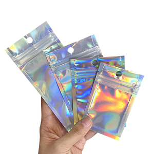 Bolsa de Embalaje de Plástico Mylar con Cierre Hermético Personalizada con Logotipo, Bolsa Transparente Holográfica con Cierre para Cosméticos, Pestañas y Accesorios - Product Image 4